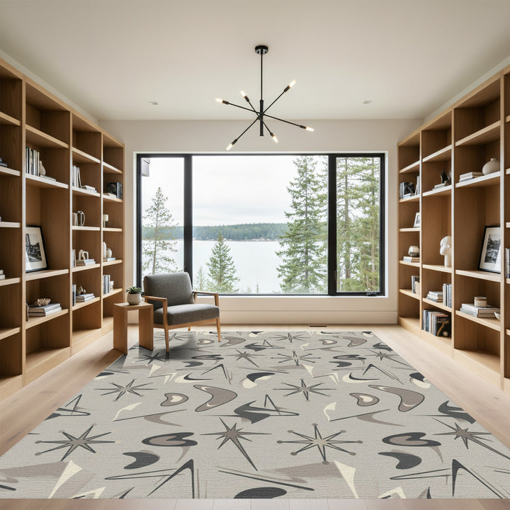 Mid Century Atomic Starburst Boomerang Rug