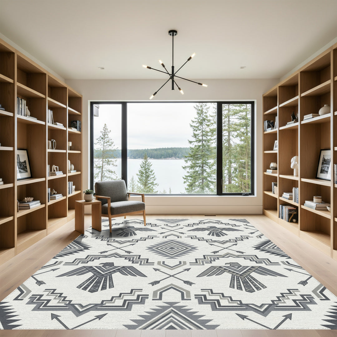 Gray Thunderbird Arrows Geometric Repetition Rug