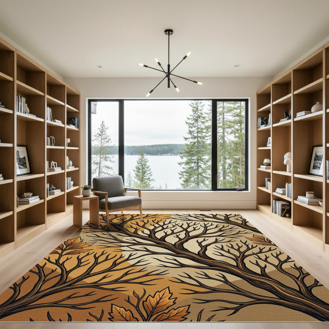 Autumn Branches Brown Sepia Art Rug
