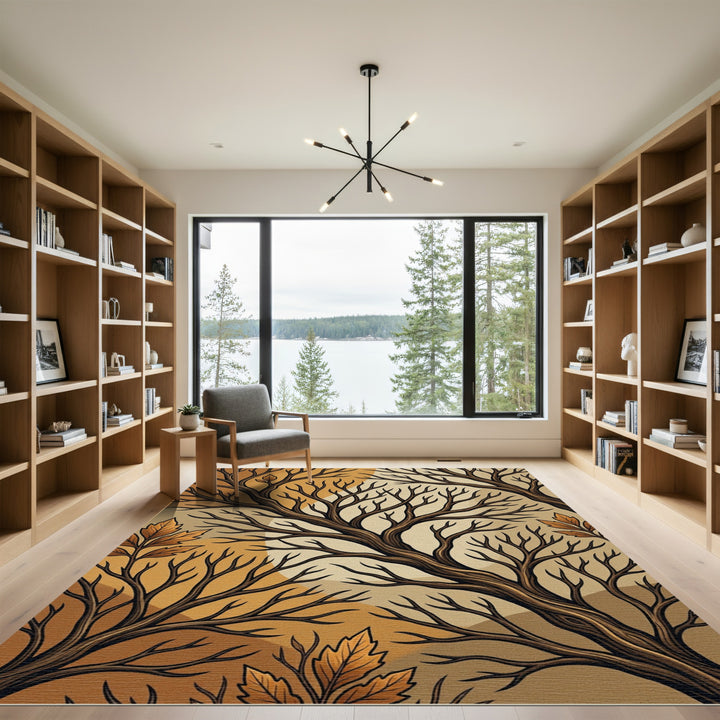 Autumn Branches Brown Sepia Art Rug