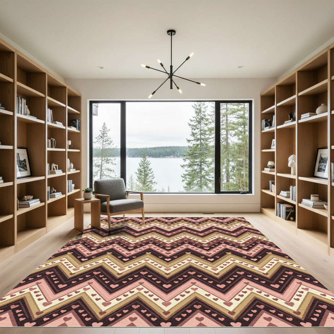 Chevron Heart Romantic Stripes Rug
