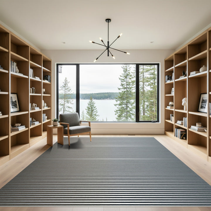 Contemporary Silver Striped Rug