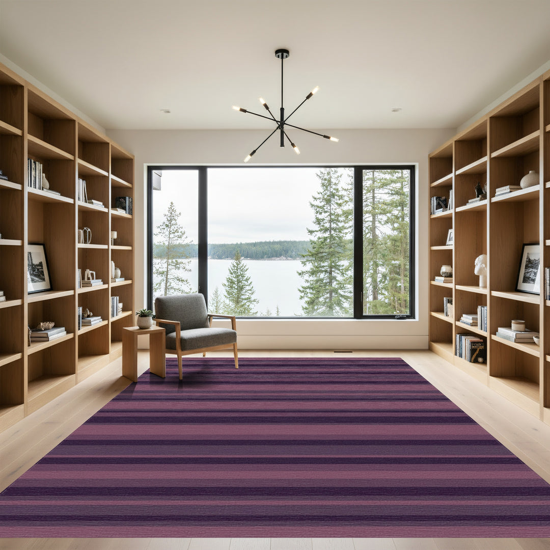Plum And Lilac Horizontal Stripe Rug