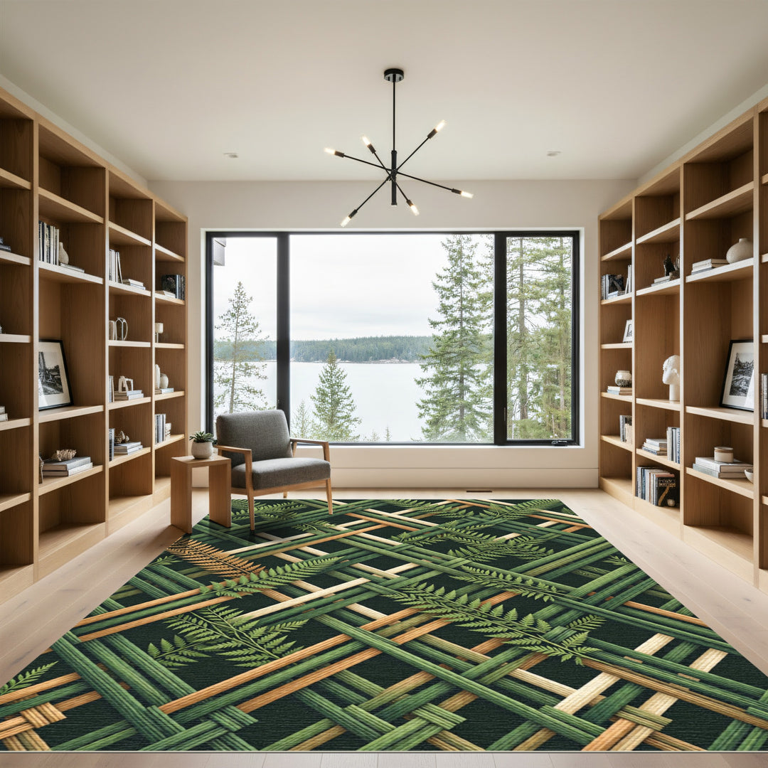 Verdant Bamboo Leaf Weave Rug