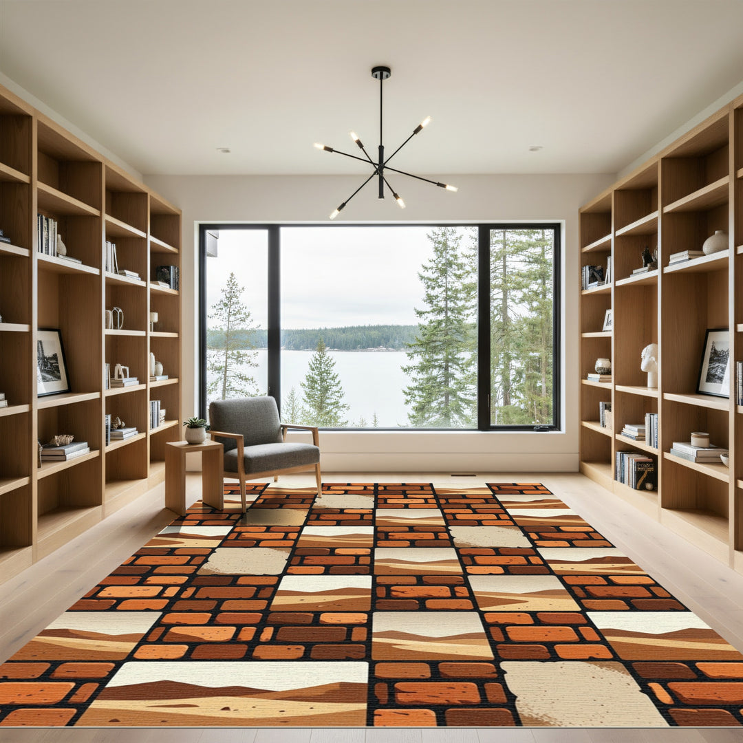 Desert Landscape Bricks Rug
