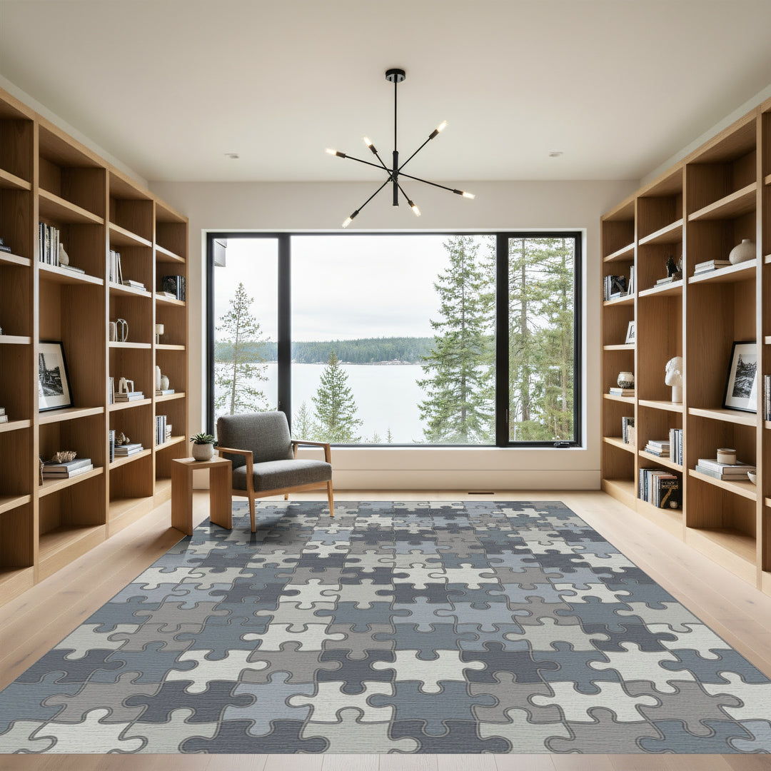Gray Puzzle Piece Rug