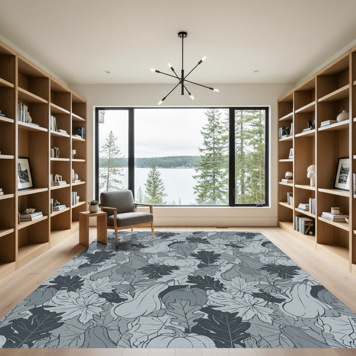 Monochromatic Autumn Squash Leaf Cluster Rug