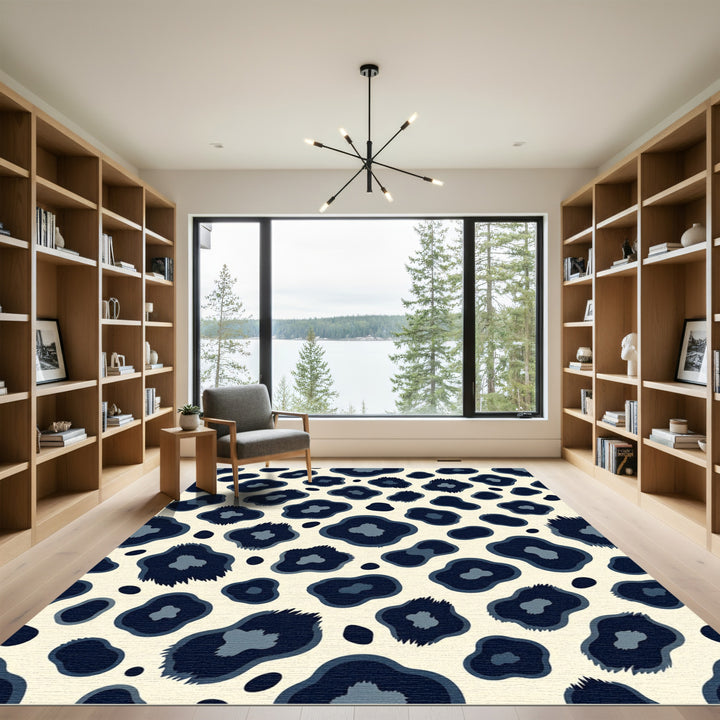Dark Blue Leopard spots Rug