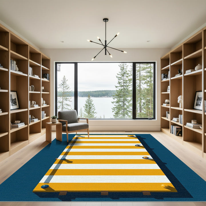 Bold Yellow White Stripe Rug