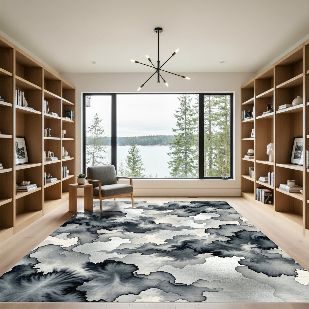 Monochromatic Ink Cloud Rug