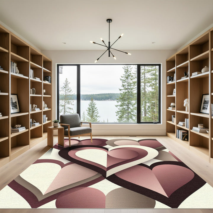 Retro Heart Layers Deep Rose Rug