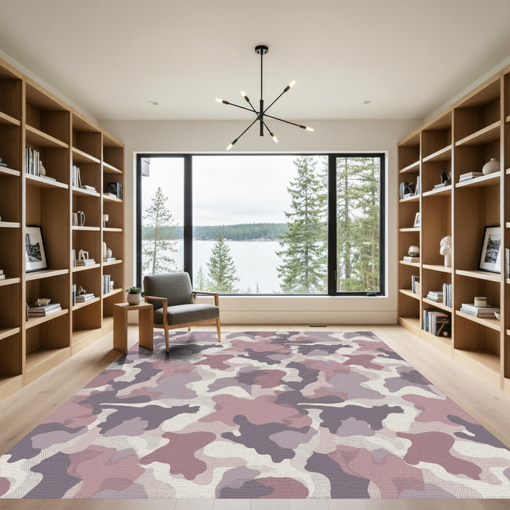 Soft Camouflage Abstract Shape Rug