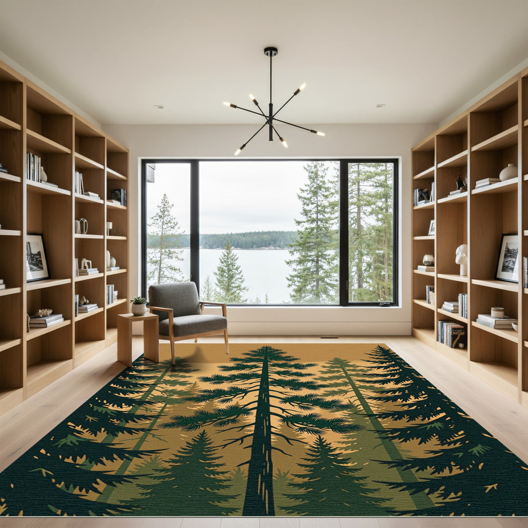 Evergreen Forest Silhouette Rug