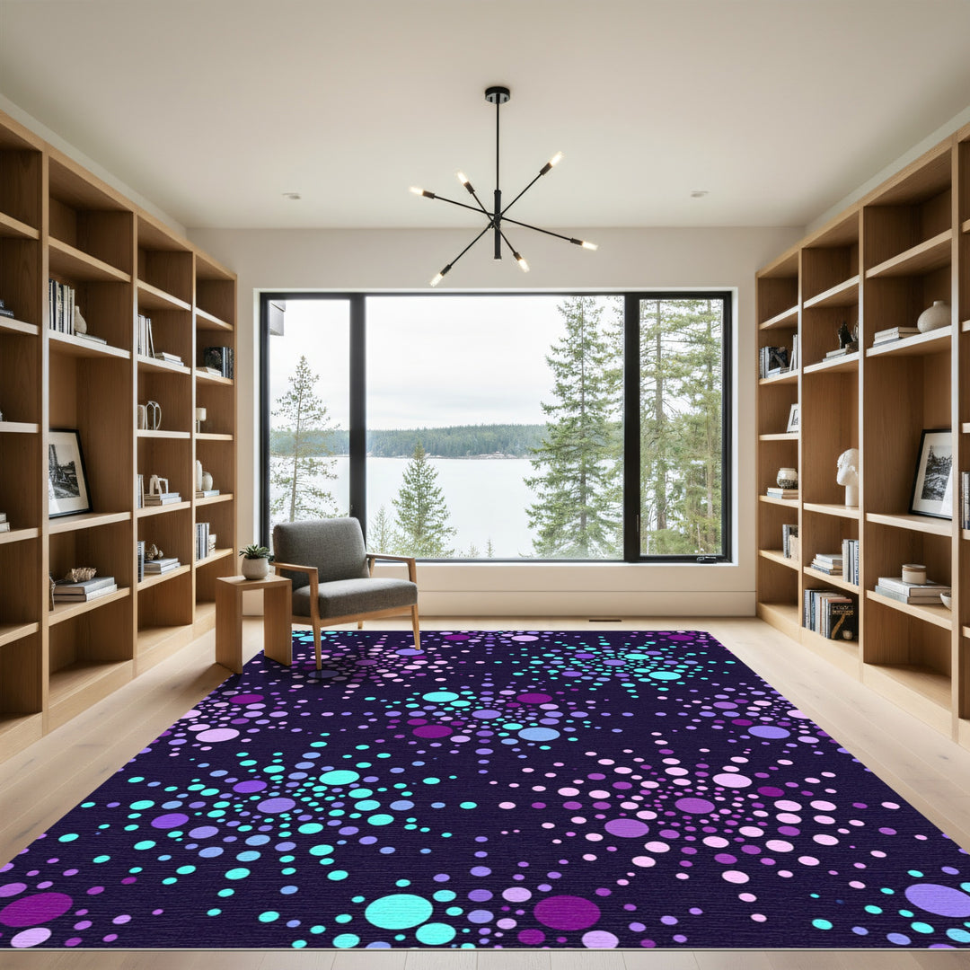 Cosmic Purple Pink Teal Dotburst Rug