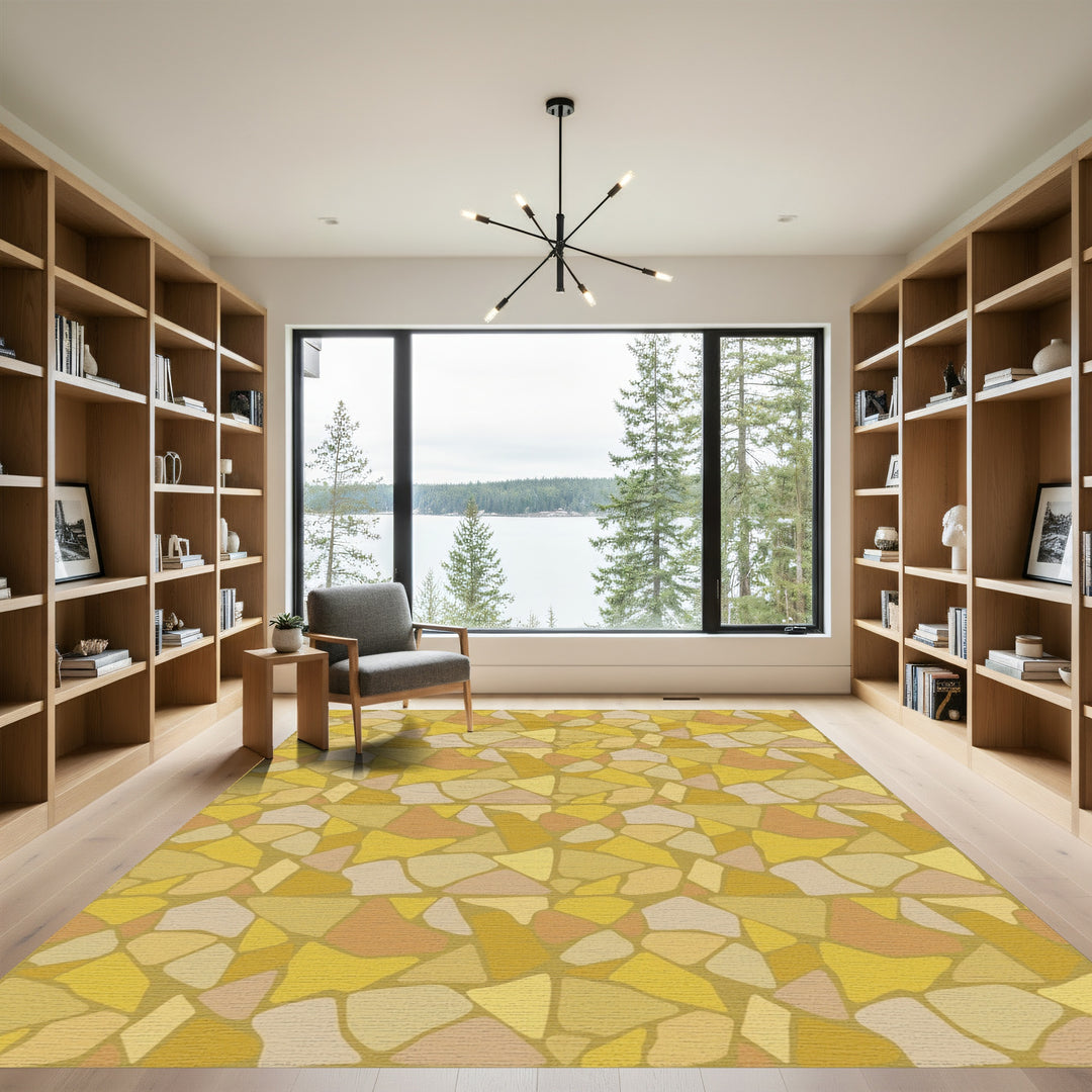 Golden Ochre Irregular Stone Patchwork Rug