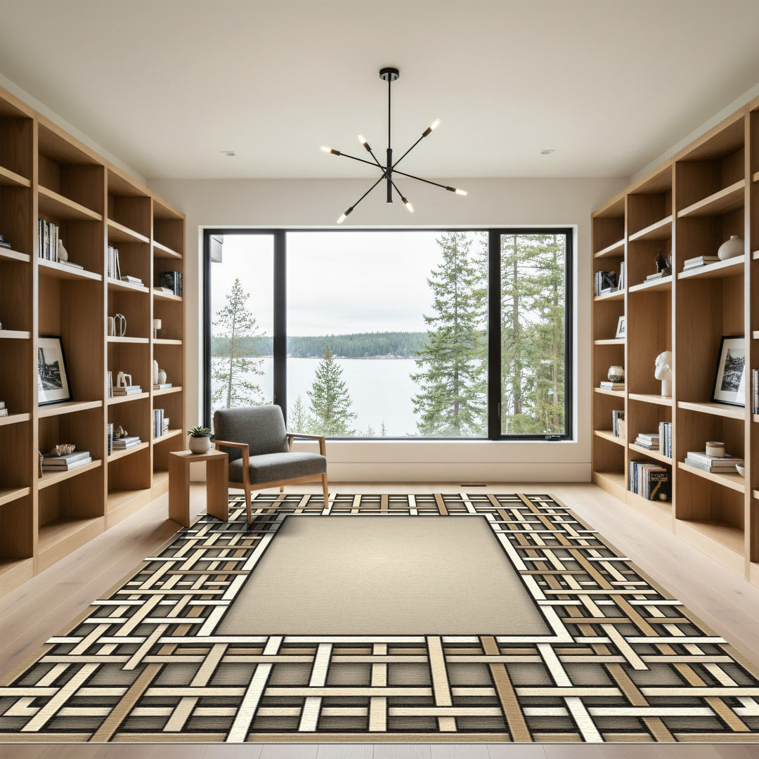 Neutral Tones Woven Lattice Rug