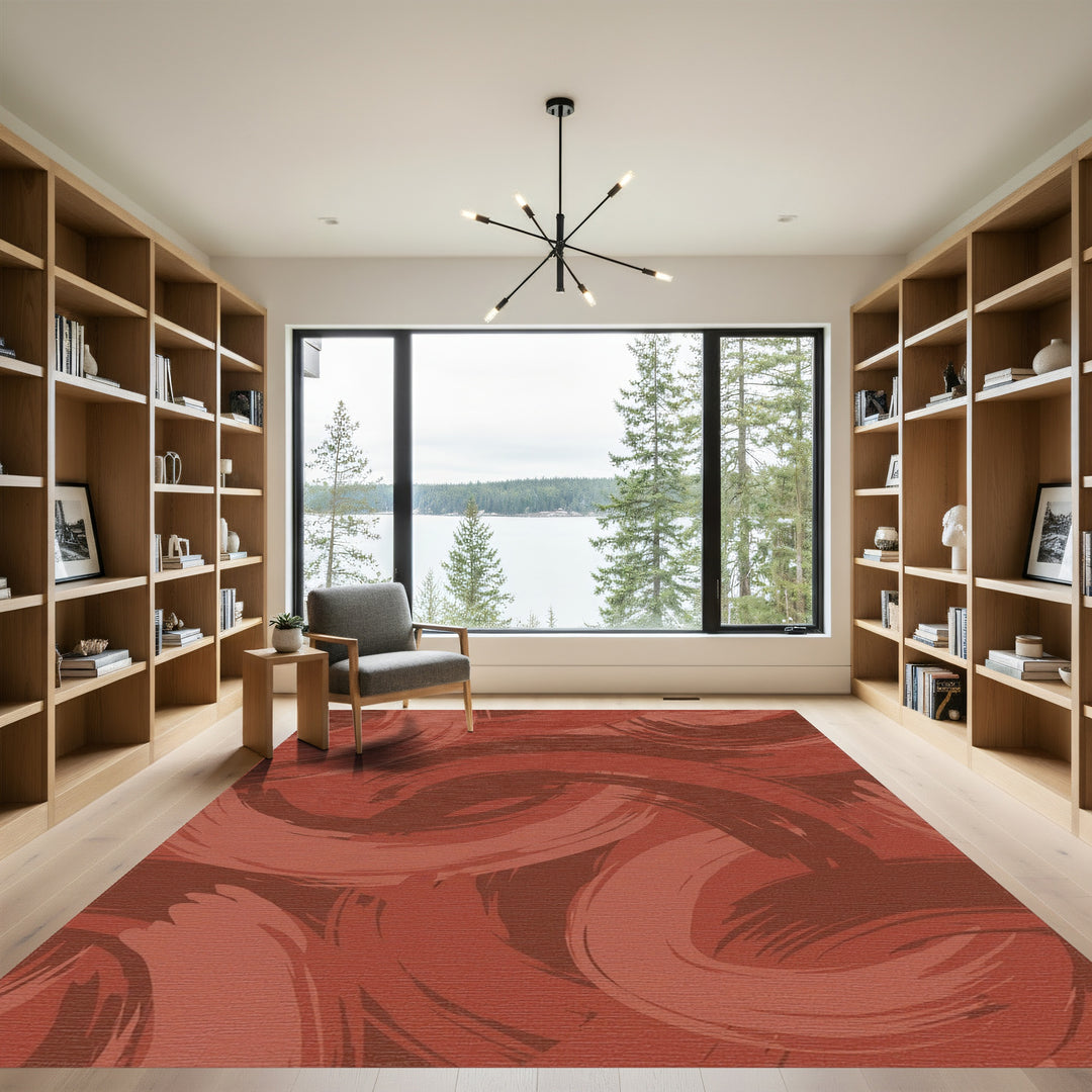 Terra Cotta Stroke Swirls Rug