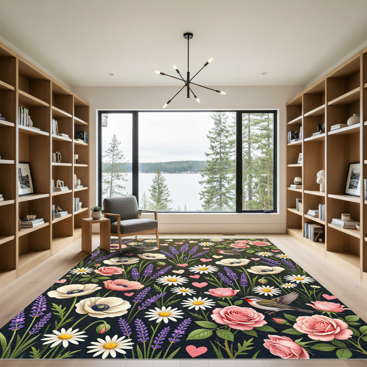 Botanical Garden Birds And Roses Rug