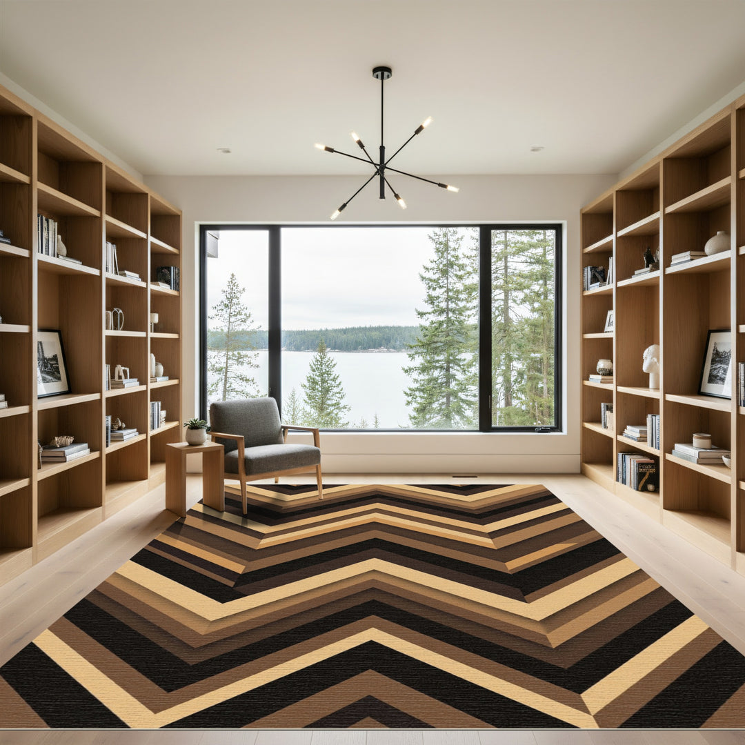 Earthy Tone Chevron Stripe Rug