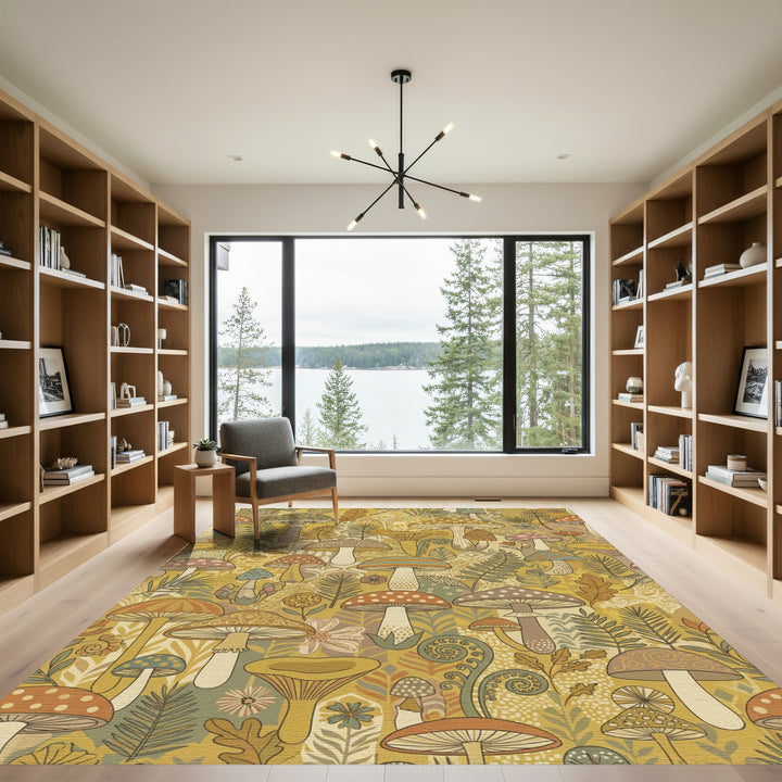 Whimsical Earthy Mushroom Forest Rug