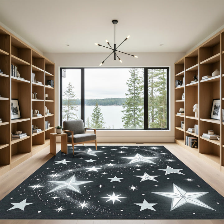 Cosmic Starry Night Glowing Stars Rug