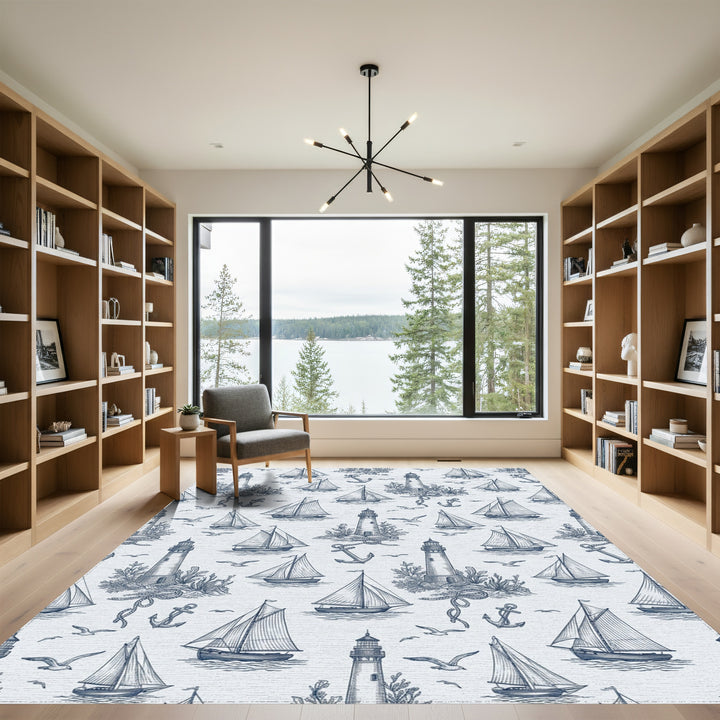Nautical Lighthouse Sailboat Anchor Collection Rug