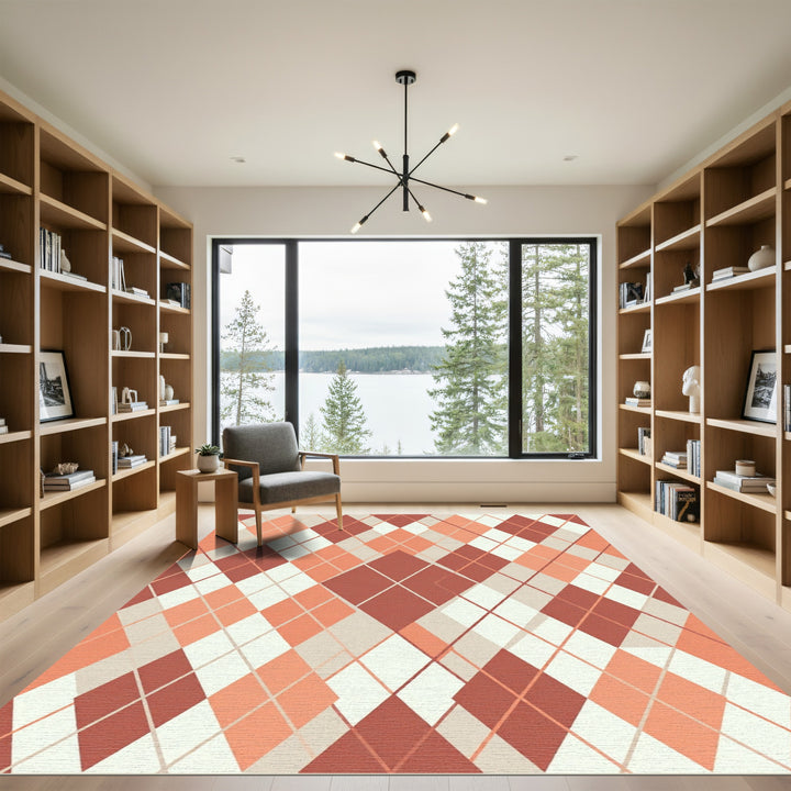 Argyle Diamond Coral Cream Rug