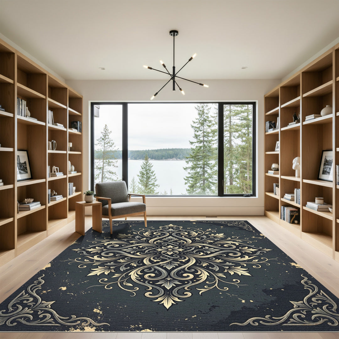 Elegant Antique Gold Floral Rug