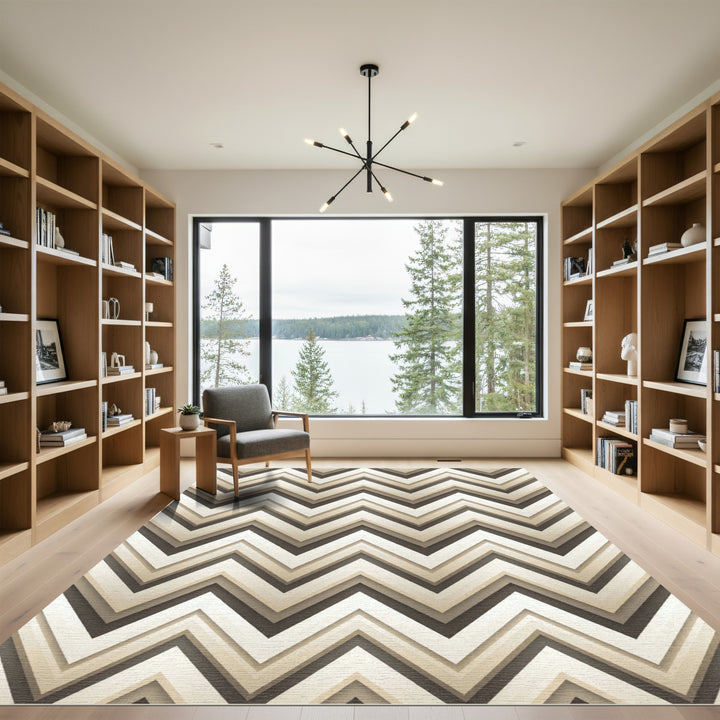 Chevron Cream And Brown Ridge Rug