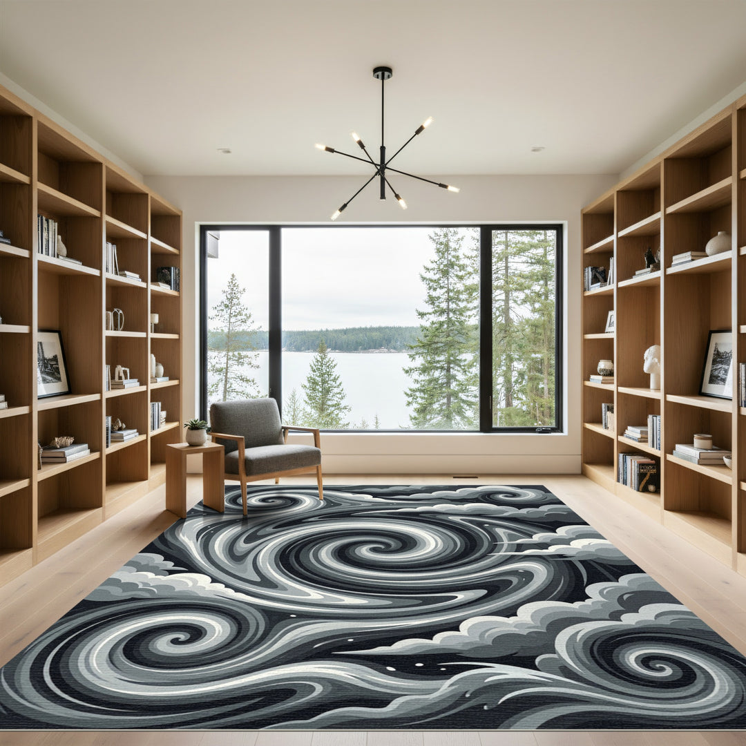 Swirls Gray Cloud Abstract Rug