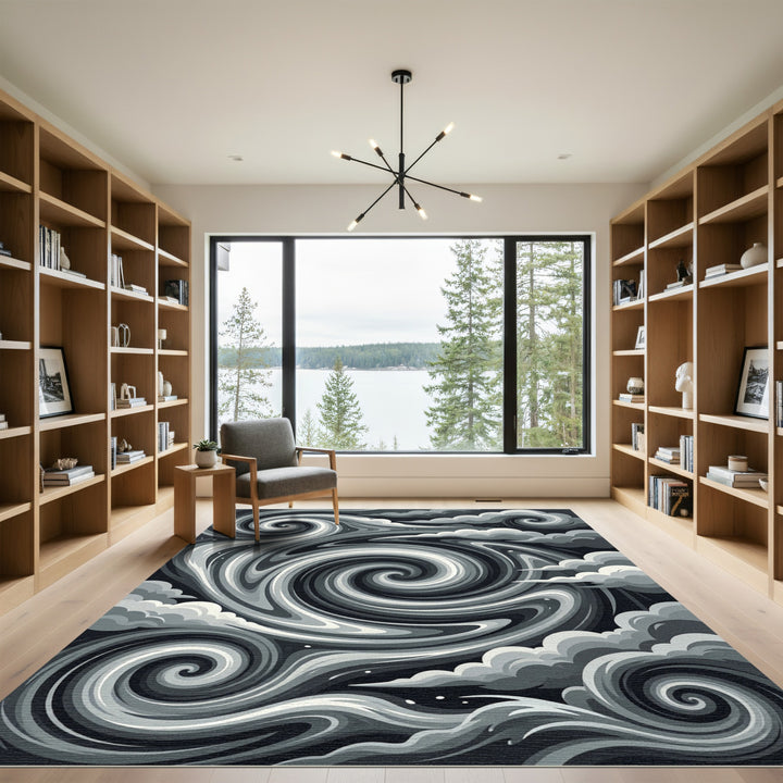 Swirls Gray Cloud Abstract Rug