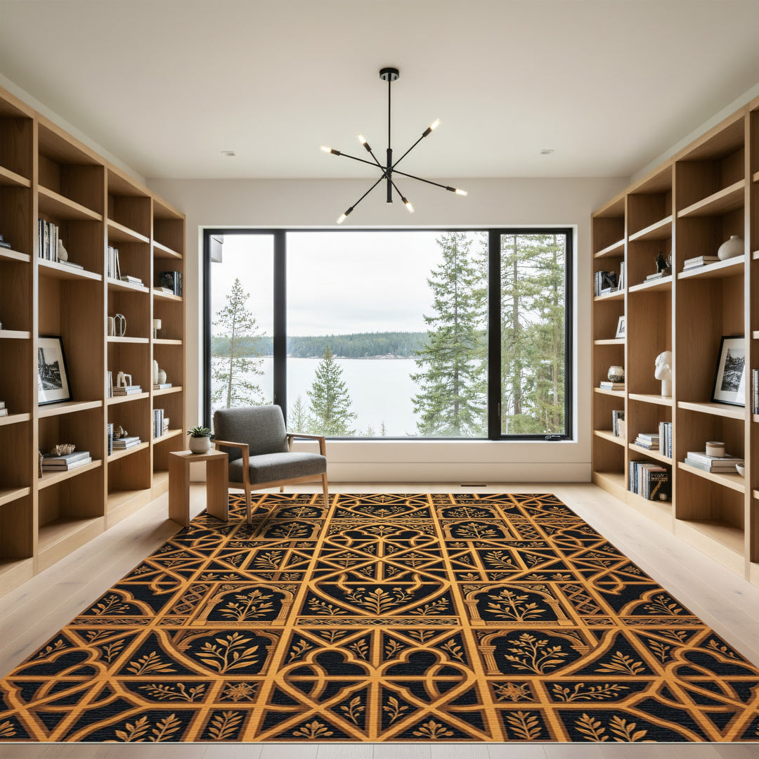 Golden Arch Leaf Lattice Rug