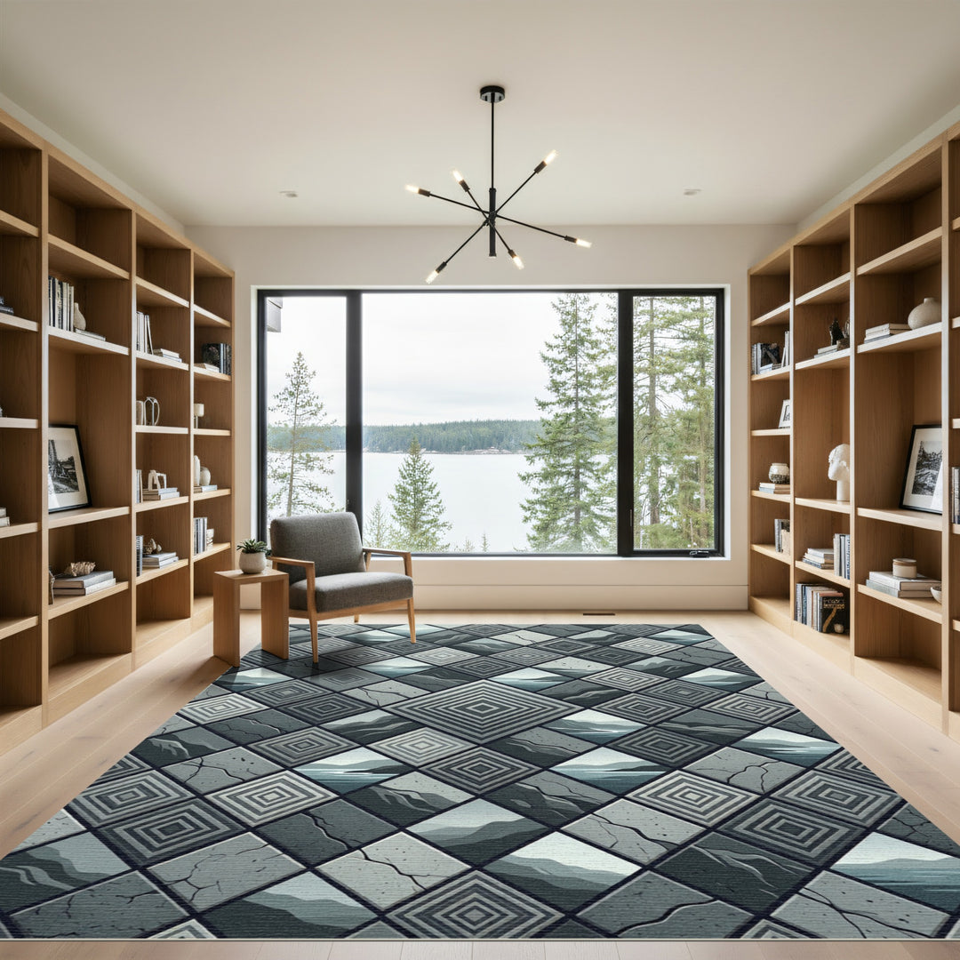 Geometric Stone Landscape Diamond Rug