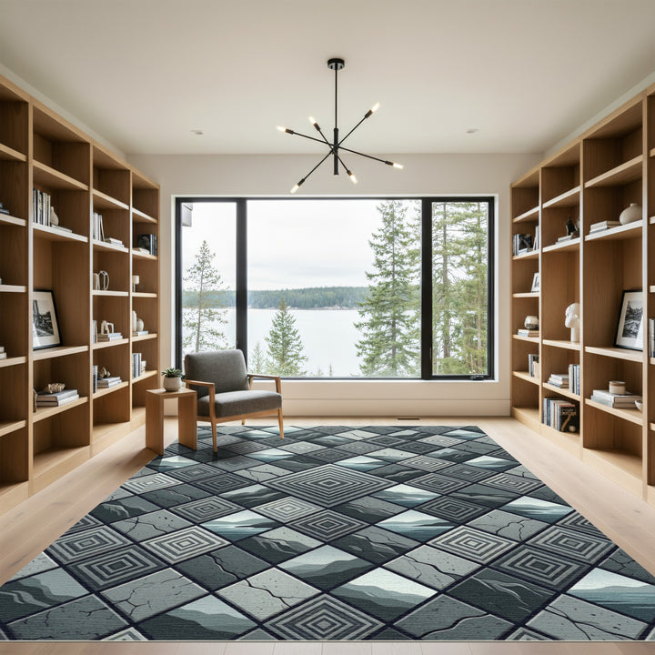 Geometric Stone Landscape Diamond Rug