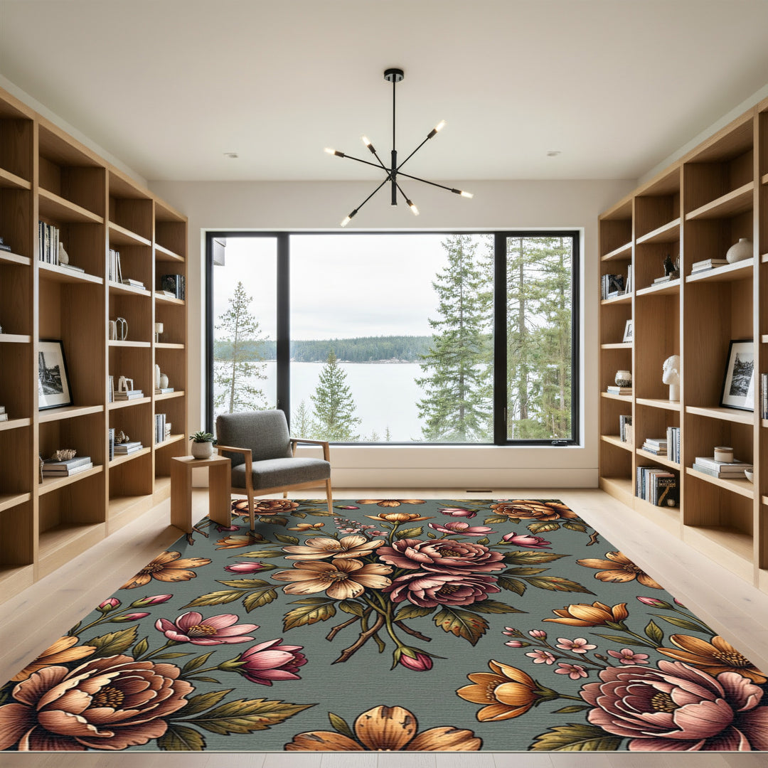 Vintage Floral Bouquet Garden Rug