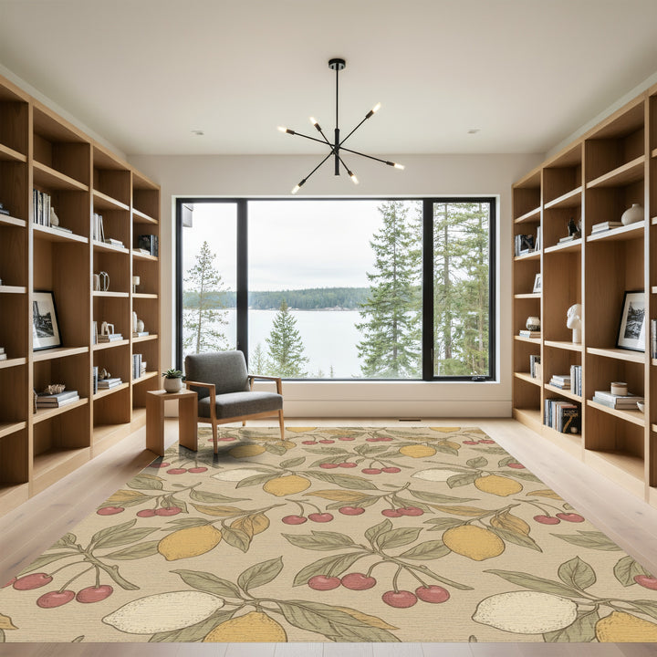 Vintage Cherry Lemon Branch Art Rug