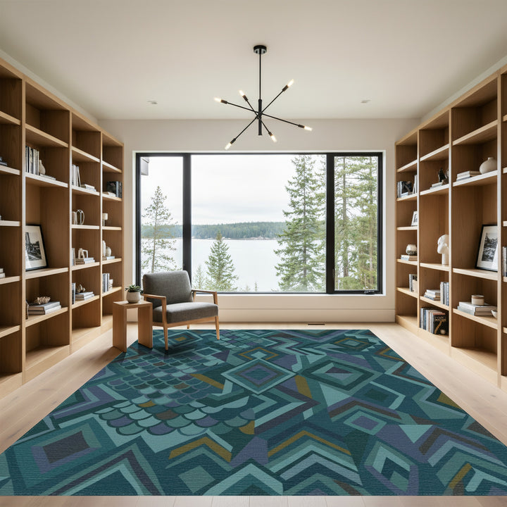 Teal And Purple Geometric Shards Rug