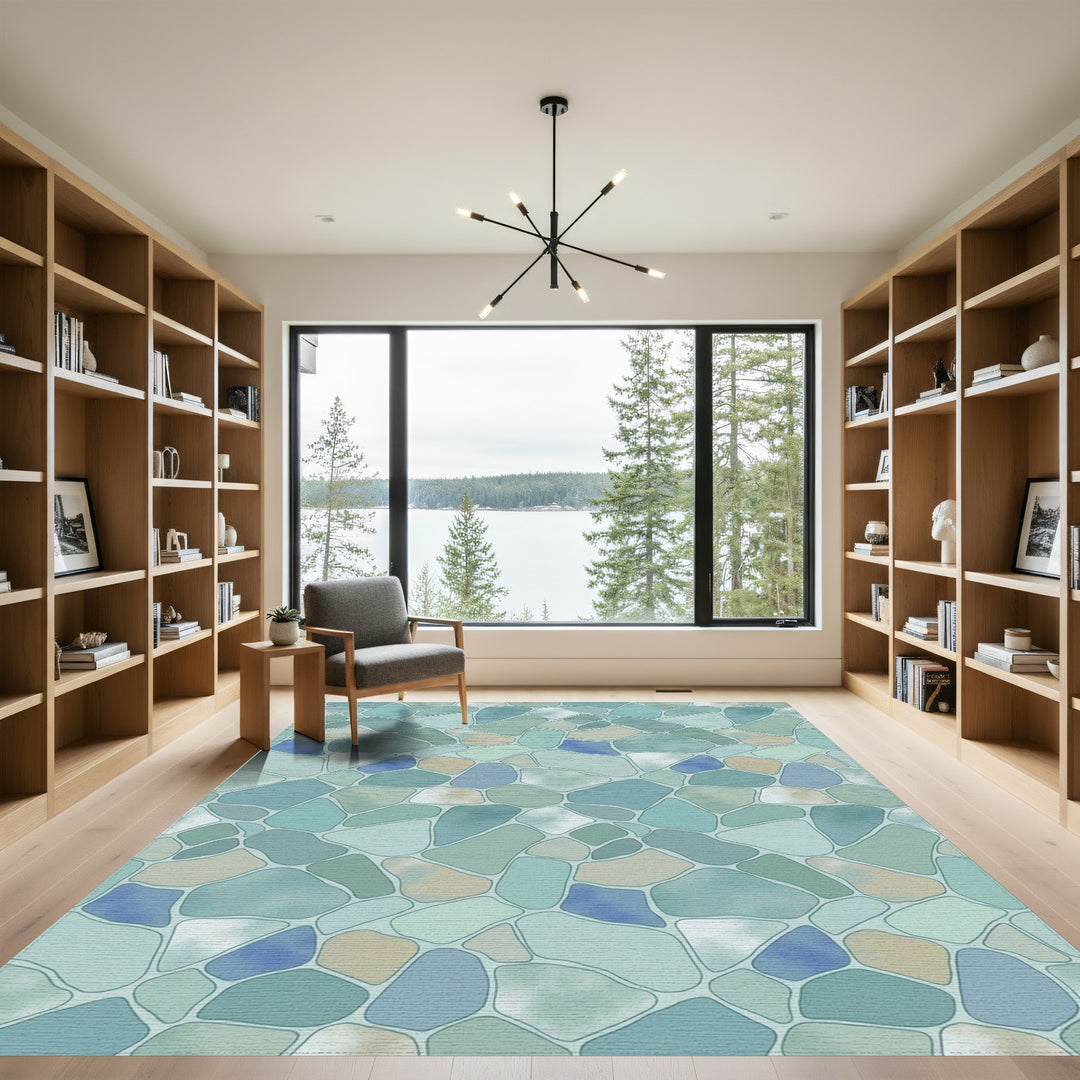 Ocean Blue Stone Mosaic Rug