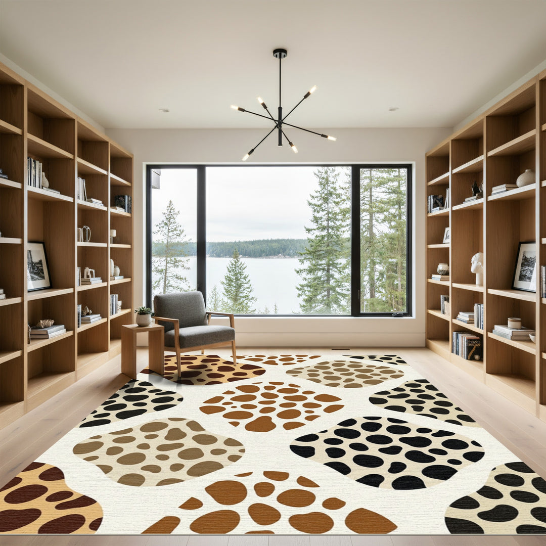 Abstract Spotted Ochre Brown Rug