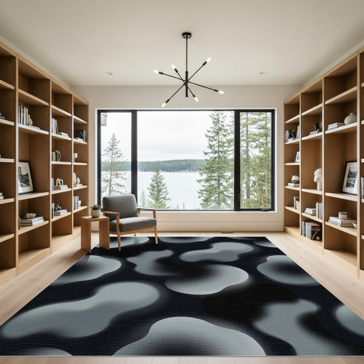 Monochromatic Organic Blob Swirl Rug