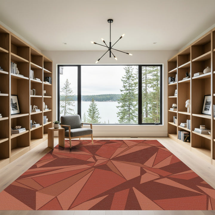 Terracotta Geometric Crystal Facets Rug
