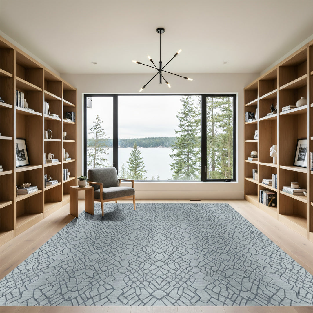 Cool Gray Cracked Texture Rug