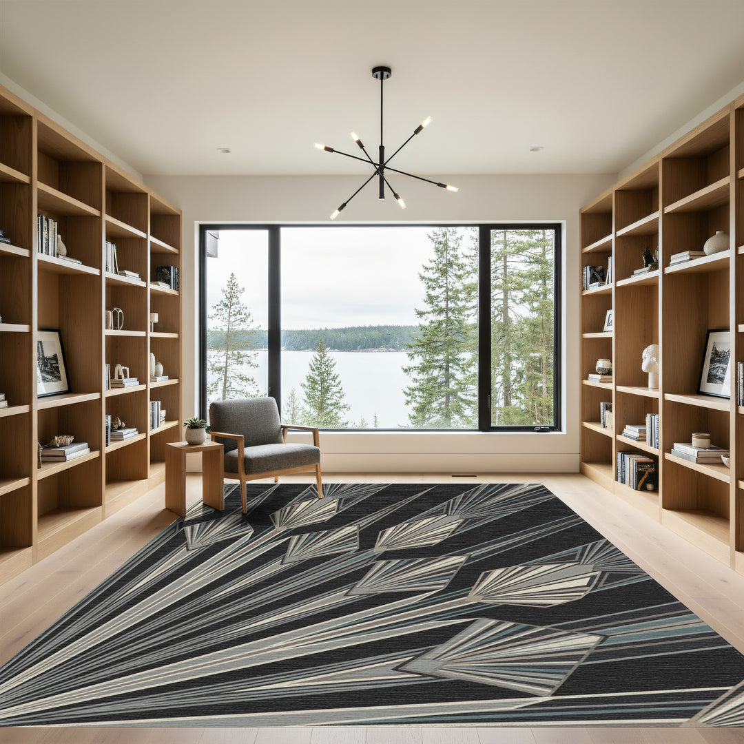 Geometric Fan Art Deco Rug