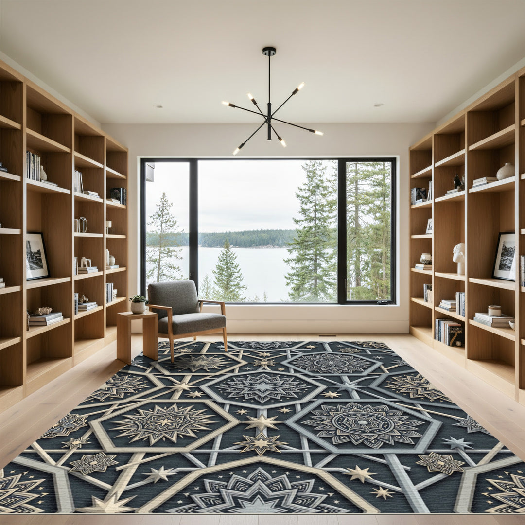 Ornamental Geometric Octagon Design Rug