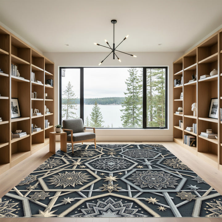 Ornamental Geometric Octagon Design Rug