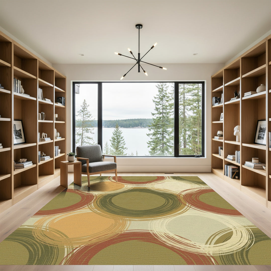 Earth Tones Abstract Circles Harmony Rug