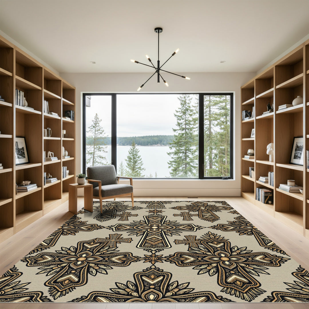 Ornate Cross Sacred Art Rug