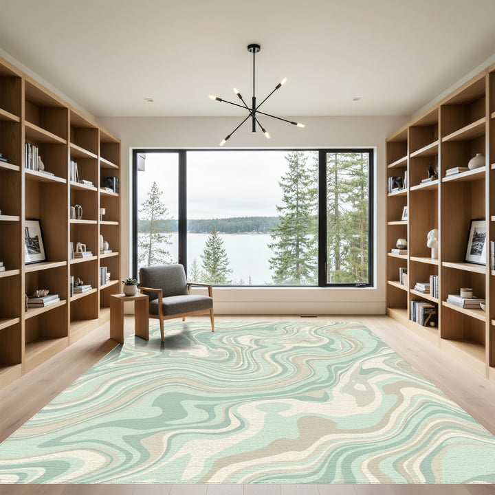 Pastel Swirl Marbled Abstract Rug