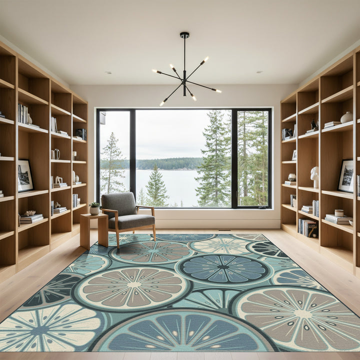 Cool Blue Citrus Slice Medley Rug