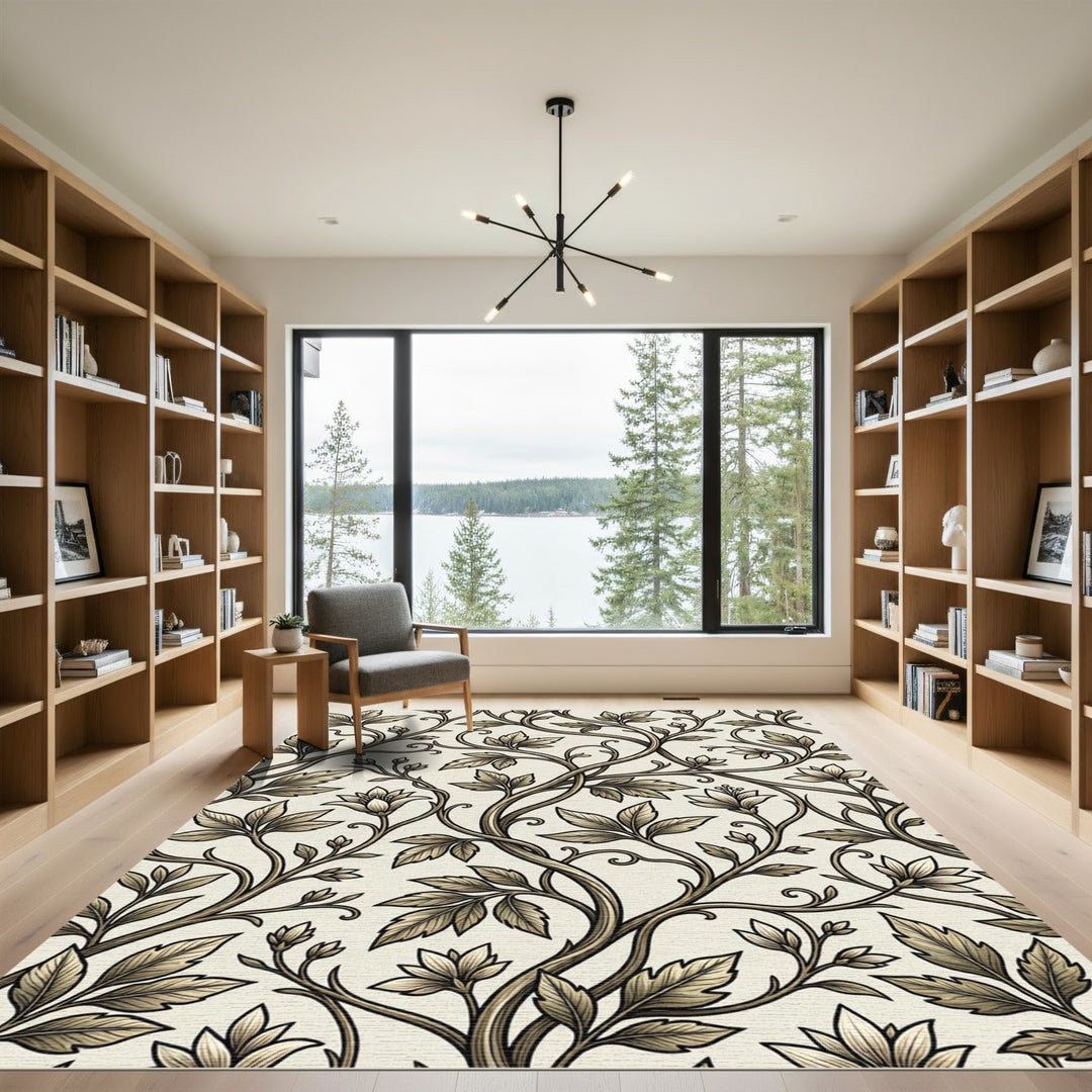 Antique Gold Botanical Vine Rug